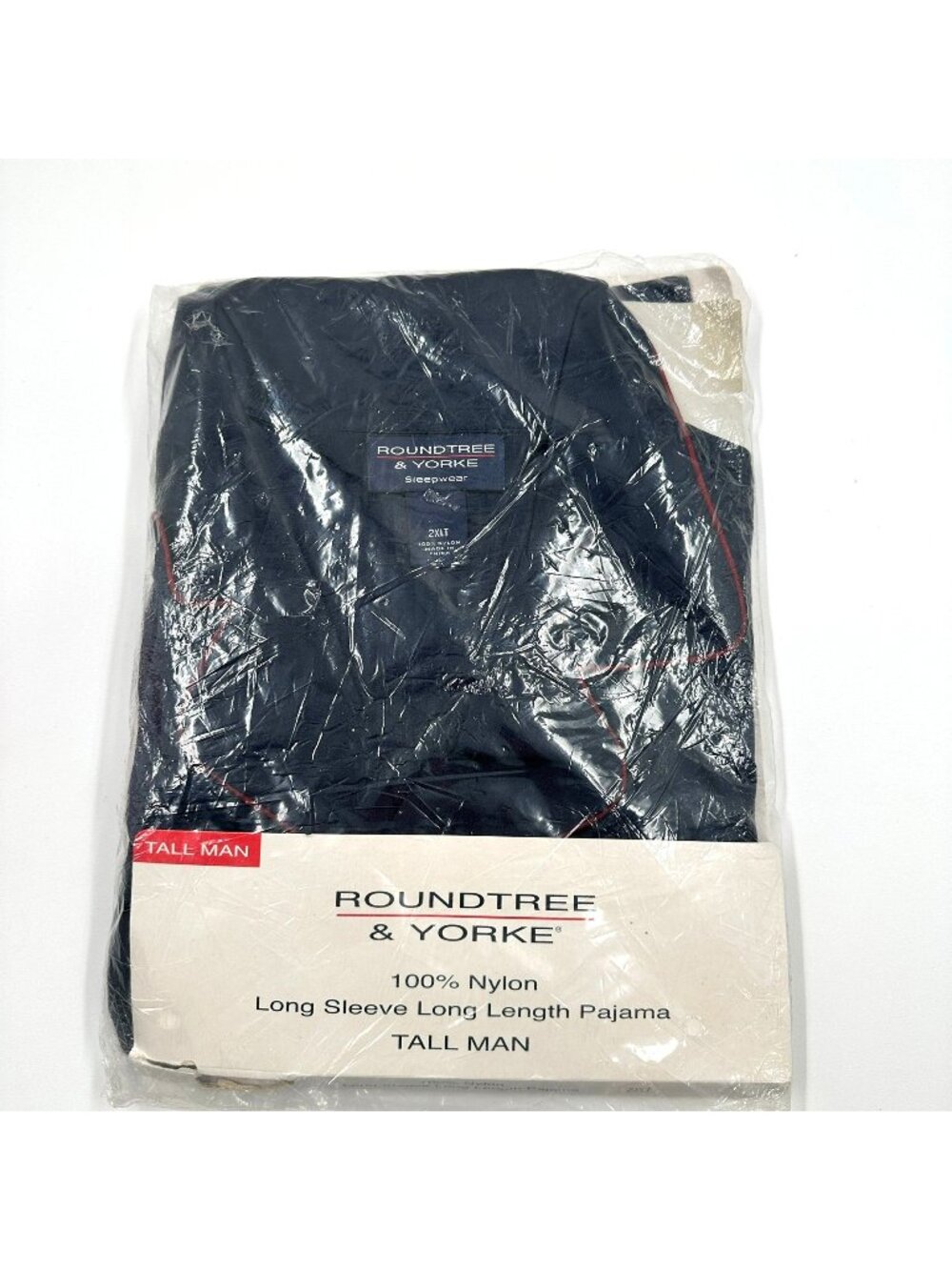 Roundtree & Yorke Mens 2X LT Long Sleeve Cotton Blend Pajama Set Navy Blue Tall